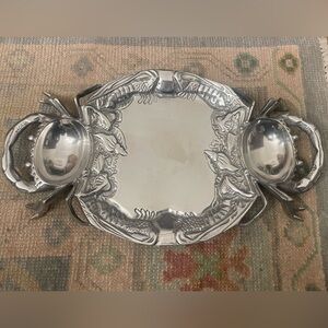 Vintage Large crab pewter platter - no tarnish